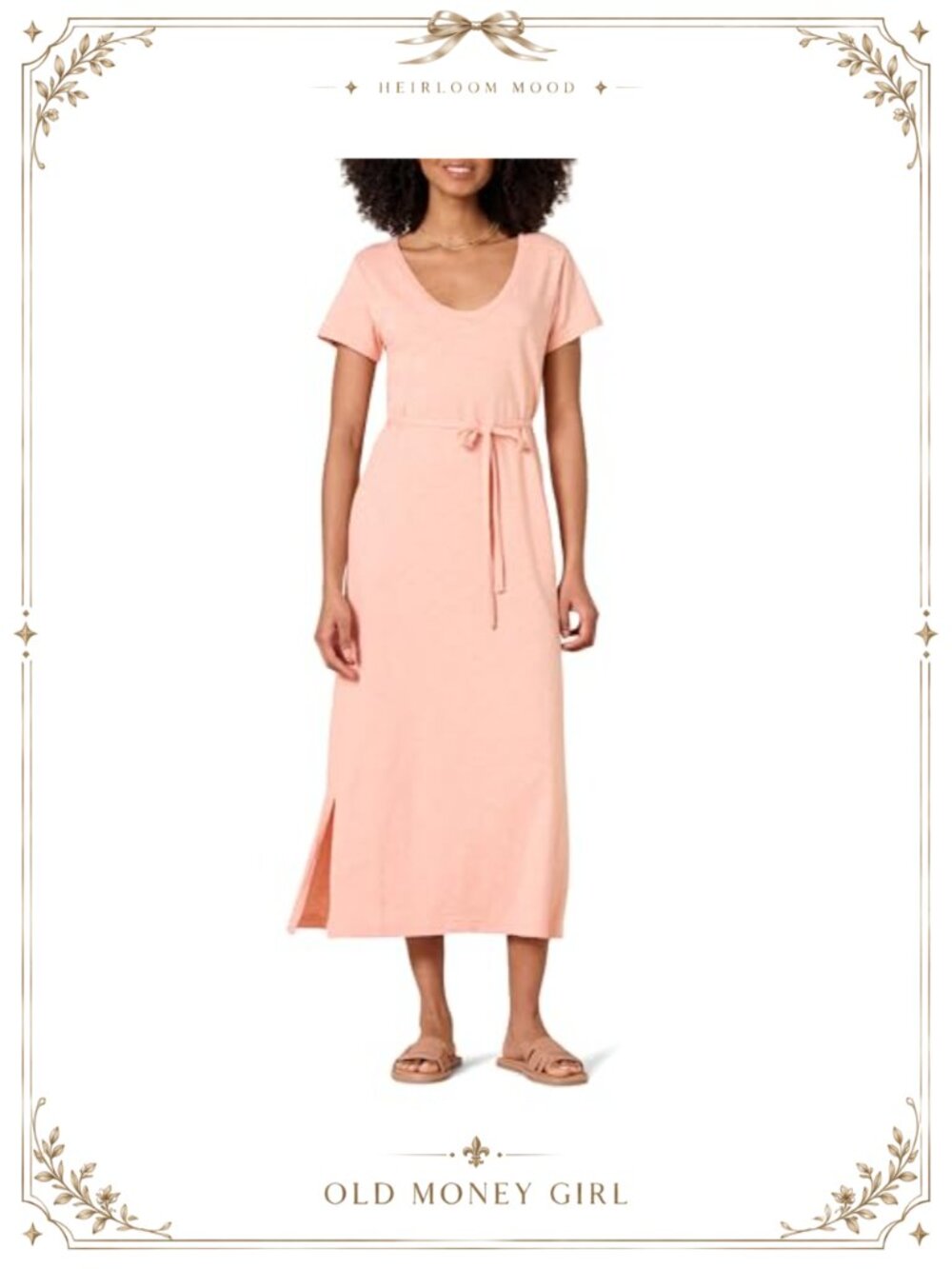 Women's Short Sleeve Belted Midi T-Shirt Dress Cotton Slub Casual Summer